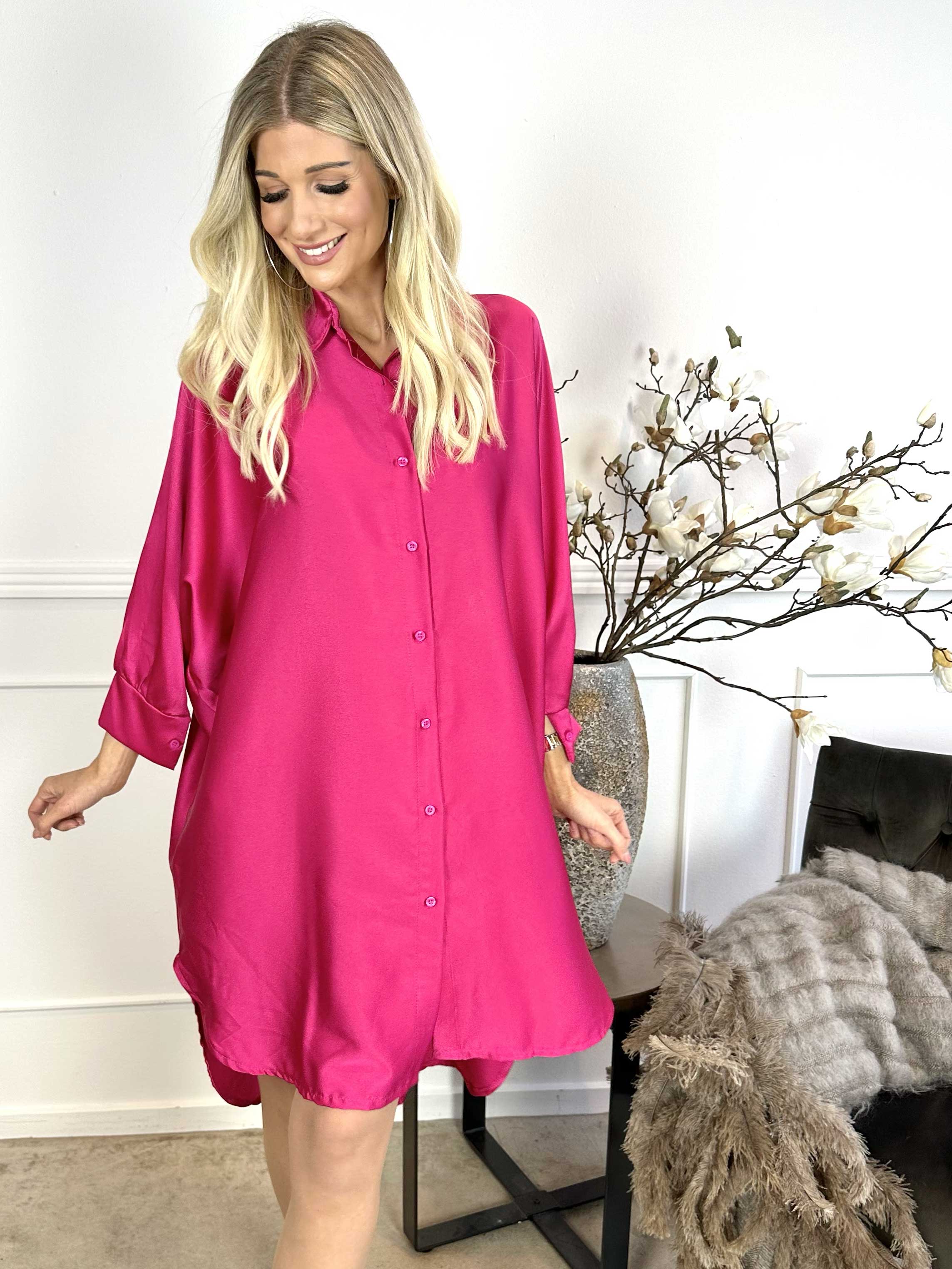 Anja - Skjorte i silkelook med flagermusærmer